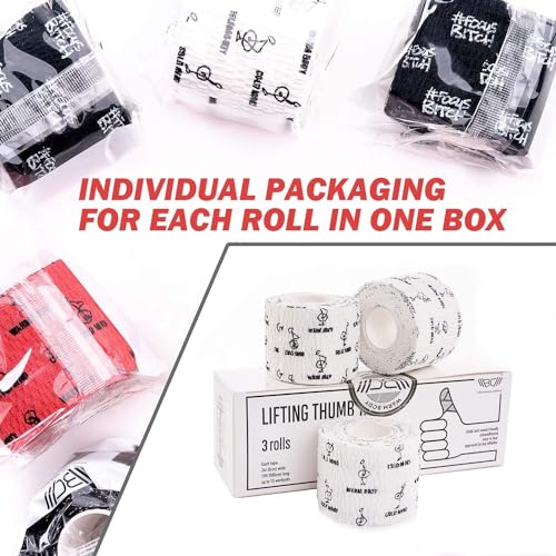 WARM BODY COLD MIND 1.85" Weightlifting Thumb Tape - Hook Grip Tape for Powerlifting, Cross Training, Gym Tape, Workout, Weight Lifting Tape, Athletic Finger Wrap (White 6 Rolls) - color: 6 Rolls White