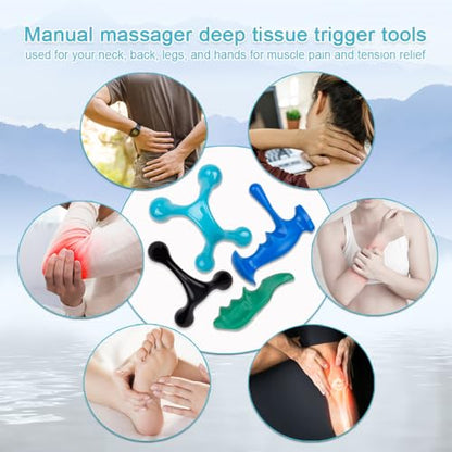 ZORZA 1Set Manual Thumb Shaped Massage Tools Featuring 3 and 4-Legged Massage Knobs for Trigger Point Pressure Massager and Deep Tissue Massage,Ideal for Stress Relief