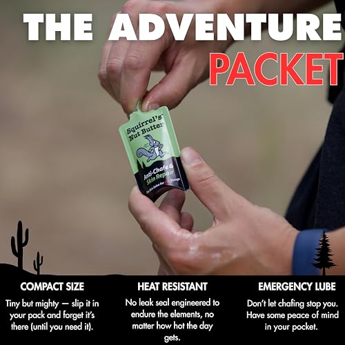 Squirrel's Nut Butter Anti Chafe Adventure Packet | Compact and All Natural Chafing & Skin Care for Athletes, Runners & Adventurers | Thighs, Arms, Pack Straps & More, Original, 9ml - size: 0.03 Fl Oz (Pack of 10)