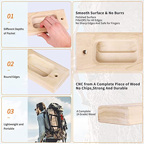 Two Stones Portable Fingerboard as Rock Climbing Training Boards with Edges and Pockets, Portable Climbing Hangboard as Rock Climbing Finger Strengthener Training Indoor and Outdoor