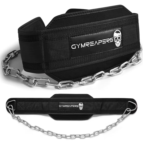 Gymreapers Dip Belt With Chain For Weightlifting, Pull Ups, Dips - Heavy Duty Steel Chain For Added Weight Training - color: Black