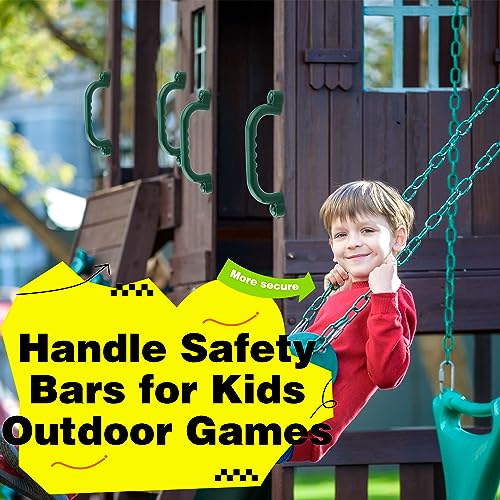 4 Pieces Kids Playground Safety Handles Playground Grab Handle Bars Playground Accessories Equipment for Kids Outdoor Playset Backyard Playhouse Tree House Jungle Gym (Green) - color: Green