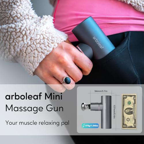 arboleaf Mini Massage Gun Deep Tissue with Metal Heads, Muscle Massager | Premium All-Metal Attachments with a Compact Design and Quiet Motor for Targeted Recovery at Home, the Gym, or on the Go - color: Lightgray