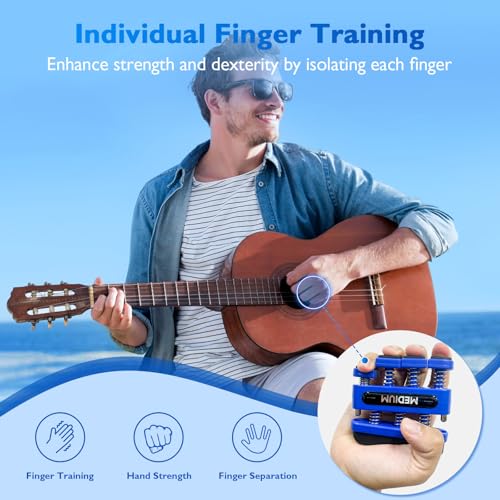 FitBeast Finger Strengthener, Finger Exerciser, Hand Exerciser for Improve Dexterity and Strength in Fingers, Hands, Forearms–Grip Strength Trainer for Musicians, Climbers - color: 4 Piece Set -Green Blue Red Black