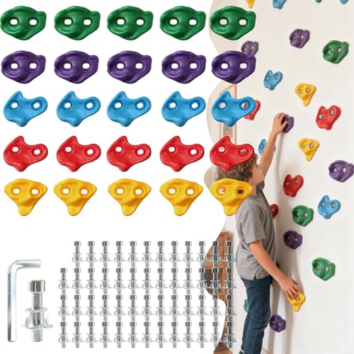 25 PCS Large Rock Climbing Holds for Kids,Adult Rock Wall Holds Large Climbing Rock Wall Grips for Indoor and Outdoor Playground Play Set with Hardware - color: 25 Pcs-multicolor