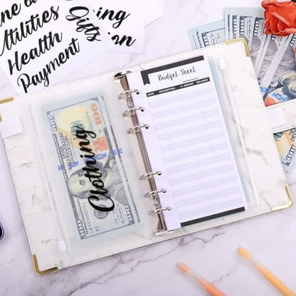 SKYDUE Budget Binder, Money Saving Binder with Zipper Envelopes, Cash Envelopes and Expense Budget Sheets for Budgeting (Mabble) - color: Mabble