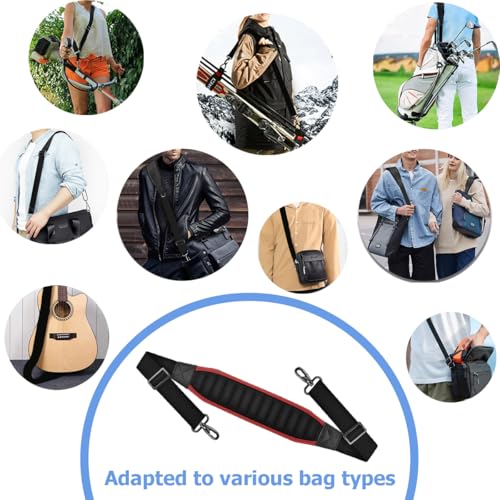 ZINMARK 60 inch Cushion Ultra Comfortable Bag Strap Thicken Shoulder Strap with Double Adjustable Buckles for Crossbody Bag - color: Black Red