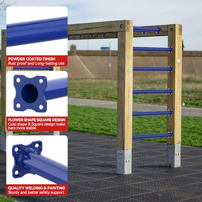 16.5 Inch Monkey Bars Kit Monkey Bar Ladder Rungs (Dark Blue, 12 Pcs) | Indoor Outdoor Metal Monkey Bars for Backyard - color: Blue Purple