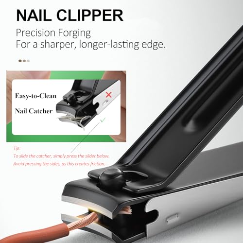 9-in-1 Manicure and Pedicure Kit for Men & Women, Travel Nail Clipper Set with Stainless Steel Tools & Glass Nail File, Portable Grooming Kit in PU Leather Case, Personal Care Gift - color: Green-Black