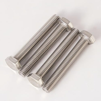 M6-1.0 Hex Head Screw Bolts - 30/35/40/45/50mm Length Kit, 304 Stainless Steel(A2-70), Bright Finish, Fully Threaded, Hexagon Head Bolts,Quantity 50-Piece Set - size: 304-Hex-M6-30-50mm