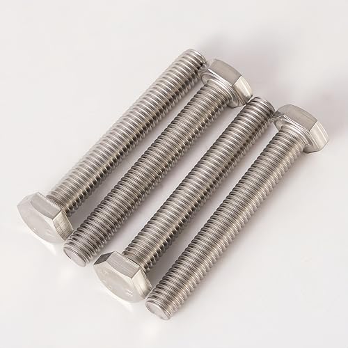 M6-1.0 Hex Head Screw Bolts - 40/45/50/55/60mm Length Kit, 304 Stainless Steel(A2-70), Bright Finish, Fully Threaded, Hexagon Head Bolts,Quantity 50-Piece Set - size: 304-Hex-M6-40-60mm