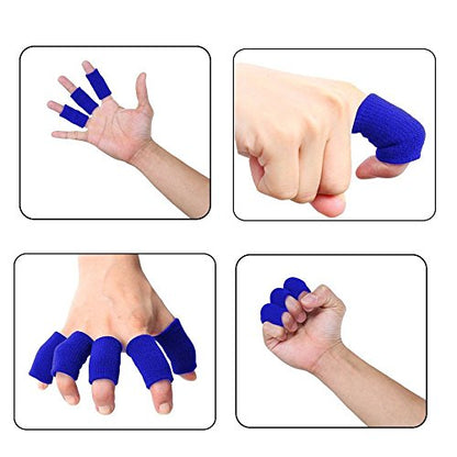 10PCS Stretchy Finger Protector Sleeve, Support Arthritis Sports Aid(Blue) - color: Blue