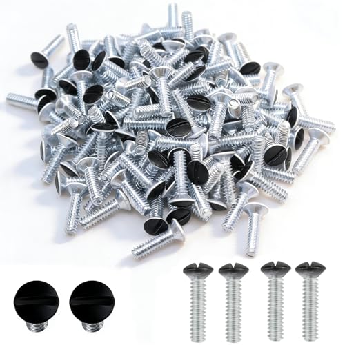 50 pcs 9/16" Wall Plate Screws, Black Outlet Screws 6-32 Thread Light Electrical Cover Panel Switch Plate Screws(Black） - color: Black, size: 9/16"