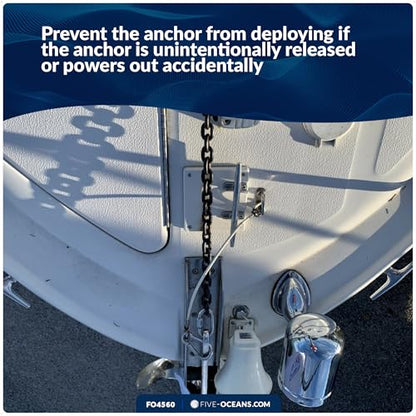 Five Oceans 12-Inch Anchor Safety Straps, Heavy Duty 7x19 PVC Coated Stainless Steel 6mm Wire Rope, Includes 5/16-Inch Carabiner Snap Hook and 5/16-Inch U-Bolt - FO4560