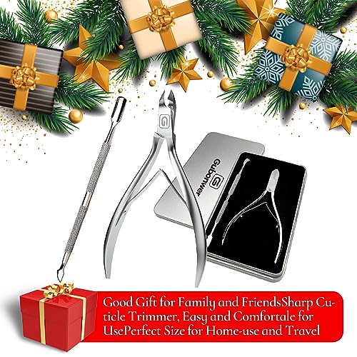 Cuticle Trimmer 3/4 Jaw Extremely Sharp Cuticle Nippers Scissors Stainless Steel Clippers Cutter Remover Pedicure Manicure Nail Tool, cuticle pusher (Cuticle Nippers+Cuticle Pushers/Silver-S) - color: Cuticle Nippers+cuticle Pushers/Silver-s