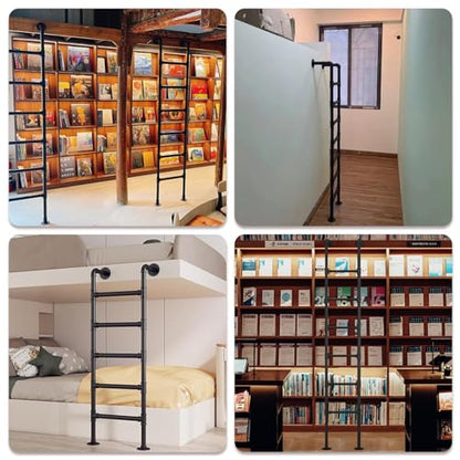 100-300cm Wall Mounted Metal Step Ladder for Attic Bunk Bed Height Entrance Egress Ladder, Basement Window Well Egress Ladder with Kit, Load 150 Kg/330 Lbs(155cm/61in) - size: 155cm/61in