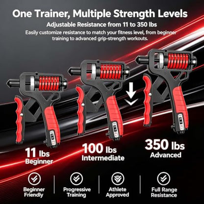 Ergonomic Adjustable H-Grip Hand Trainer, Forearm Strengthener with Counter and Non-Slip Handles, Grip Strength Trainer, Forearm Exerciser, Forearm Strengthener with Counter, Can Strengthen - color: Black, Red