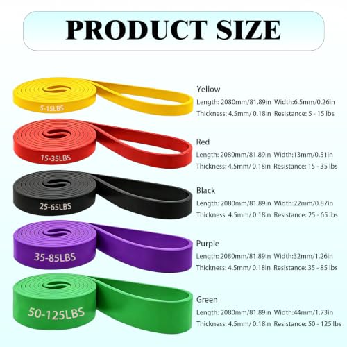 Resistance Bands, 5-Level Pull Up Assistance Bands for Working Out, Elastic Band for Exercise, Muscle Training, Full Body Training - color: 5PCS Yellow, red, black, purple, green