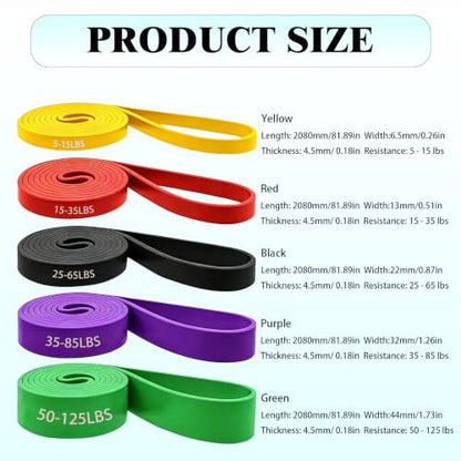 Resistance Bands, 5-Level Pull Up Assistance Bands for Working Out, Elastic Band for Exercise, Muscle Training, Full Body Training - color: 5PCS Yellow, red, black, purple, green