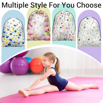 Gymnastics Grip Bag Lightweight Small Drawstring Grip Bags for Gymnasts - color: Hydrangeas Butterflies Pink