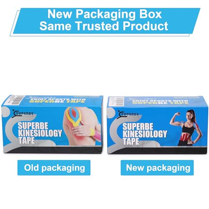 SUPERBE Precut Kinesiology Tape (3 Rolls Pack), Elastic Sports Tape for Pain Relief, Muscle Support, Recovery and Physio Therapy, Breathable, Waterproof (Black) - color: Black