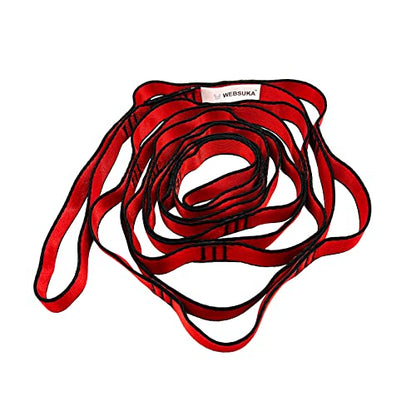 Aerial Yoga Hammock Daisy Chains Strap, Strong 22kN Adjustable with 10 Loops, No Stretch, Climbing Strap Nylon Chain Sling FOR Aerial Yoga,Swing, Hammock, Suspension, Exercise - color: Red