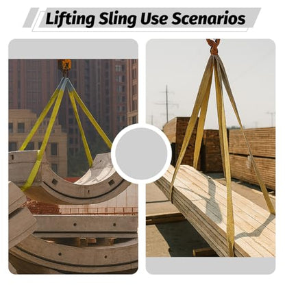 2-Pack 3"×6.5ft Industrial Lifting Sling, Heavy-Duty Polyester Webbing Sling, 6600 lbs Capacity, 5:1 Safety Factor, Eye-to-Eye Rigging Sling for Crane, Hoist & Machinery - size: 6.5 ft -2Pack