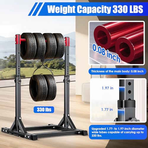 AFFLUENT Pull Up Bar Stand Free Standing Pull Up Bar Station 8 Adjustable Heights Power Tower for Home Gym Workout 330lbs Capacity - color: Red