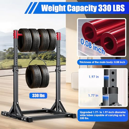 AFFLUENT Pull Up Bar Stand Free Standing Pull Up Bar Station 8 Adjustable Heights Power Tower for Home Gym Workout 330lbs Capacity - color: Red