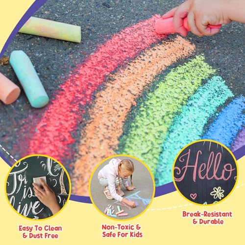 Toidgy 150 PCS Washable Sidewalk Chalks Set for Kids, 30 Packs in 5 Colors, Non-Toxic Jumbo Sidewalk Chalk Bulk for Outdoor Art Play, Painting on Chalkboard, Blackboard and Playground