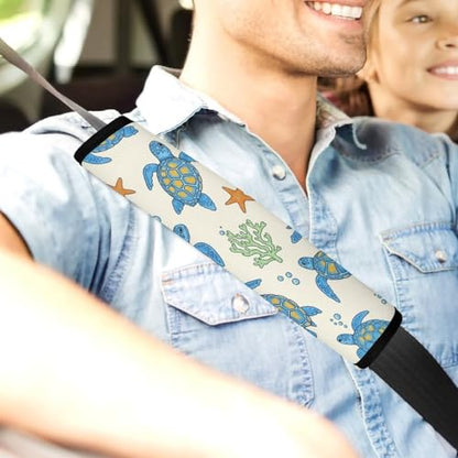 Breathable Seat Belt Shoulder Pad for Adults and Children, Stroller Pushchair High Chair, 2 Pack Ocean Turtle Sea Turtles Neck Strap Covers Easy Install (No Tool) - color: Pattern 1093