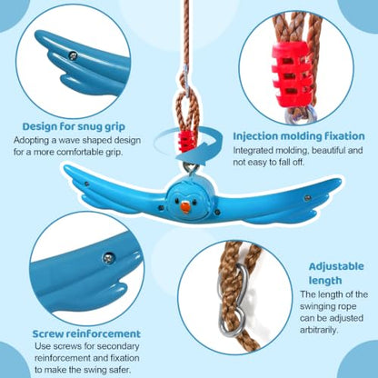 Ninja Twist Swing-360 Degree Handle Rotation Promotes Sensory Development, Arm Strength,Swingset Accessories Outdoor-Swing Spins Set (Blue) - color: Sky Blue