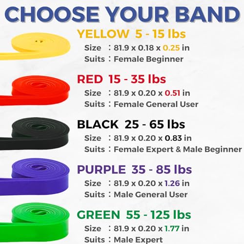 LEZER Resistance Bands - Pull Up Bands for Home Gym Fitness, Stretching, Physical Therapy & Training - Includes Instruction - color: 03 - Black