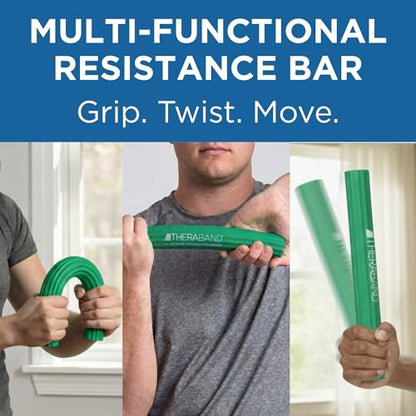 THERABAND FlexBar Resistance Bar, Medium, Green Flex Therapy Bar for Physical Therapy, Wrist & Forearm Exercise Equipment, Non Slip Grip, Compact Design - color: Green - Medium, style: Old Version