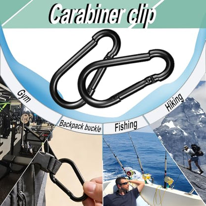 Heavy Duty Spring Snap Hook Carabiners, Galvanized Steel Quick Links, Spring Clips in Black & Silver, Multiple Sizes: 1.6Inch/2Inch/2.4Inch/3Inch/4Inch, for Swing Hammock Camping Keychain Outdoor - size: M5-10PCS, style: Black