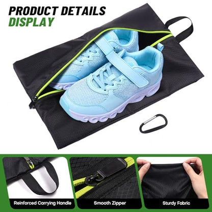 Roliwils 2 Pack Smell Proof Shoe Cleat Bag with Reinforced Handle | Odor-resistant Cleat Bag with Carabiner | Travel Shoe Organizer for Men | Baseball Soccer Footwear Storage - size: 2P