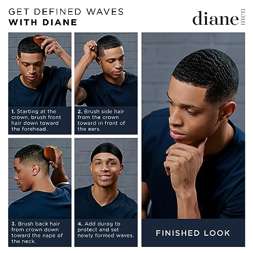 Diane Premium 100% Boar Bristle Club Wave Brush for Men and Barbers – Medium Bristles for Thick Coarse Hair – Use for Detangling, Smoothing, Wave Styles, Soft on Scalp, Restore Shine and Texture - style: Club Brush
