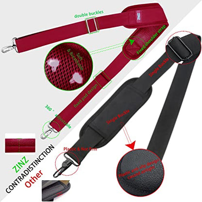ZINZ Shoulder Strap 78" Universal Handbag Strap with Ultra-thick Fixed Padded and Dual Balanced Adjustable Buckles Shoulder Crossbody Strap for Briefcase Messenger Bag Laptop bag Luggage，Red - color: Red