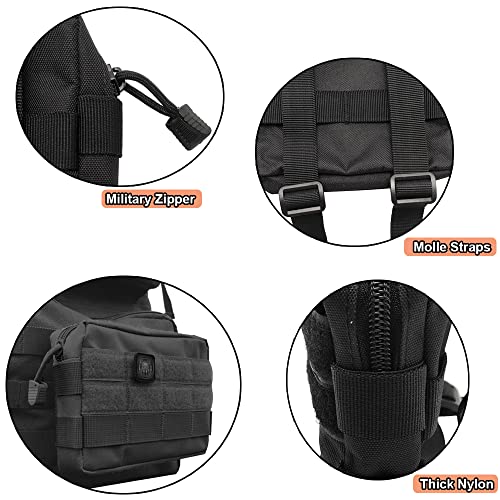 Molle Pouches, Tactical Admin Pouch Compact EDC Utility Gadget Gear Pouch Military Carry Accessory Belt Hanging Waist Bag - color: black-7"(L) * 5.1"(H)