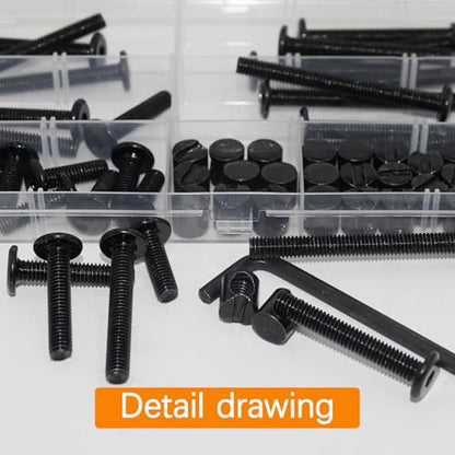 30 Set Crib Screws Replacement Set,Bed Frame Bolts and Nuts Kit,Hex Socket Cap Furniture Screws & Barrel Nuts for Beds Furniture Headboards Crib Hardware Replacement Kit, M6x20/30/40/50/60mm Wrench - size: Black-M6x20/30/40/50/60mm-30 Sets