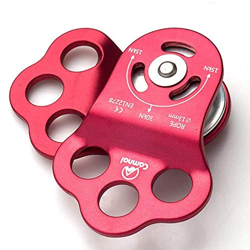Climbing Pulley, 30KN/6613lbs Three Holes Single Pulley, Built-in Ball Bearing for 13mm Rope Rescue Hauling