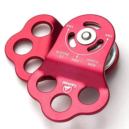 Climbing Pulley, 30KN/6613lbs Three Holes Single Pulley, Built-in Ball Bearing for 13mm Rope Rescue Hauling