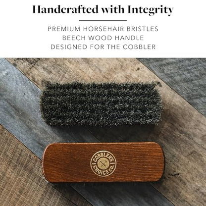 Premium Shoe Brush - Horsehair Shoe Brush - Concaved Handle for Premium Grip, Brown - color: Brown