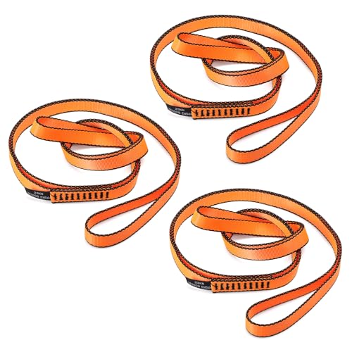 18MM Nylon Climbing Sling Runner 23KN CE2008/EN566 Strong Webbing Straps for Rock Climbing,Mountaineering, Rappelling, Swing, Yoga Hammock etc - color: Orange, size: 120cm/ 48inch |Pack of 3