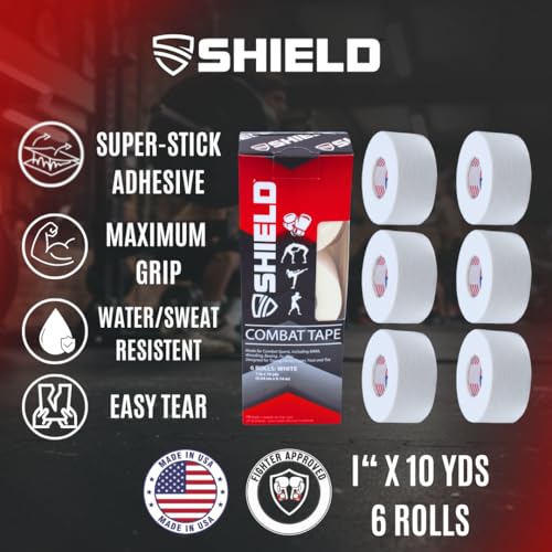 SHIELD Combat Tape 1" Inch x 10 Yards, 6 Pack, White