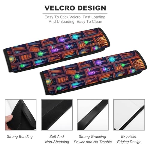 Universal Soft and Comfortable Car Seat Straps Shoulder Pads for Adult Use, Stroller Pushchair High Chair, 2PCS Bookish Readers Librarian Goth Witch Book Harness Pads Strap - color: Pattern 521