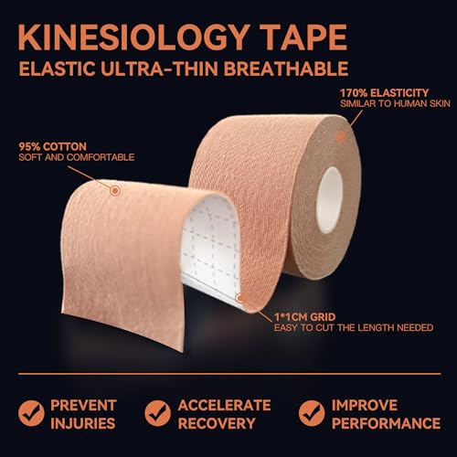 12 Rolls Kinesiology Tape, Latex-Free Water-Resistant Sports Tape in Rainbow Mixed Colors, Athletic Muscle Tape for Support and Recovery