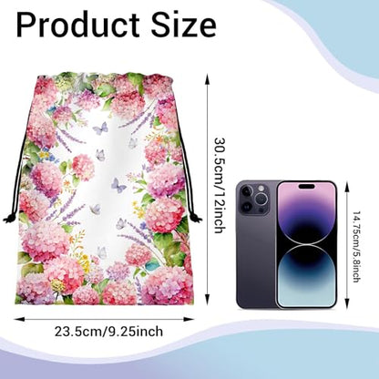 Gymnastics Grip Bag Lightweight Small Drawstring Grip Bags for Gymnasts - color: Hydrangeas Butterflies Pink