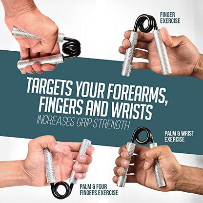 Logest Metal Hand Grip Set, 100LB-200LB 3 Pack 50LB-200LB 4 Pack No Slip Heavy-Duty Grip Strengthener with Gift Box, Great Wrist & Forearm Hand Exerciser, Home Gym, Hand Gripper Grip Strength Trainer - color: 100LB-150LB-200LB (3Pack)