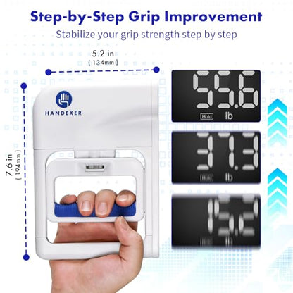 Digital Grip Strength Tester, 265 lb Hand Dynamometer, Blue